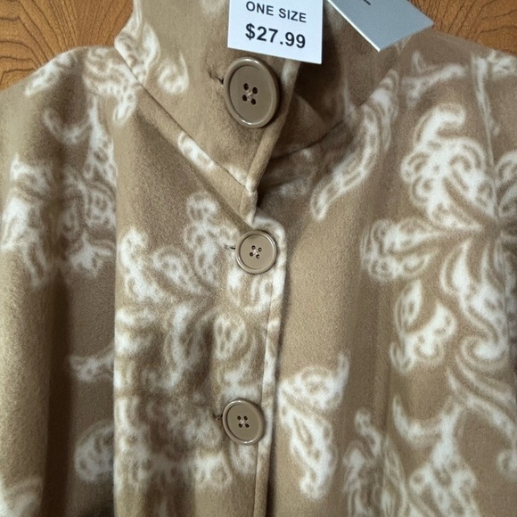 Women's Tan Button-Up Cape/Poncho - Picture 3 of 8